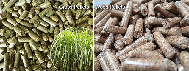 grass pellets and wood pellets